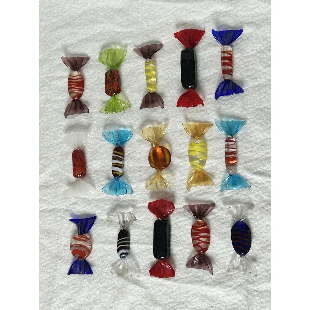 Vintage Murano Glass Wrapped Candy Assortment Hostess Gift Lot of 15 Whimsical